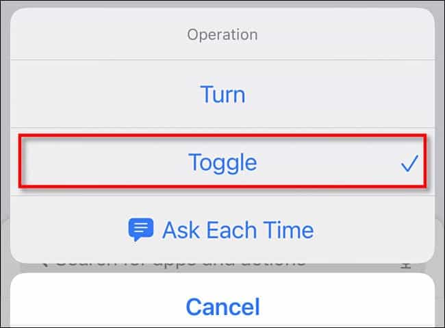tap toggle operation