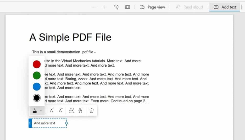 سيقوم مايكروسوفت إيدج بدمج وظيفة لإضافة نص إلى ملفات PDF