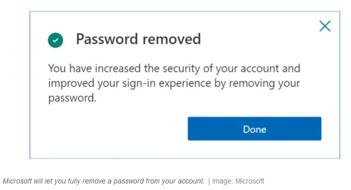 Screenshot at Microsoft accounts can now go fully passwordless