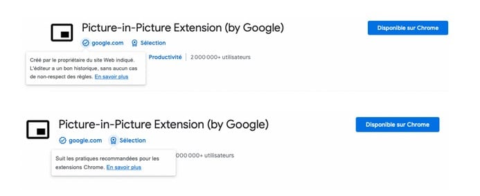 Screenshot at Google deploie ses badges de certifications pour les extensions dans le Chrome Web Store