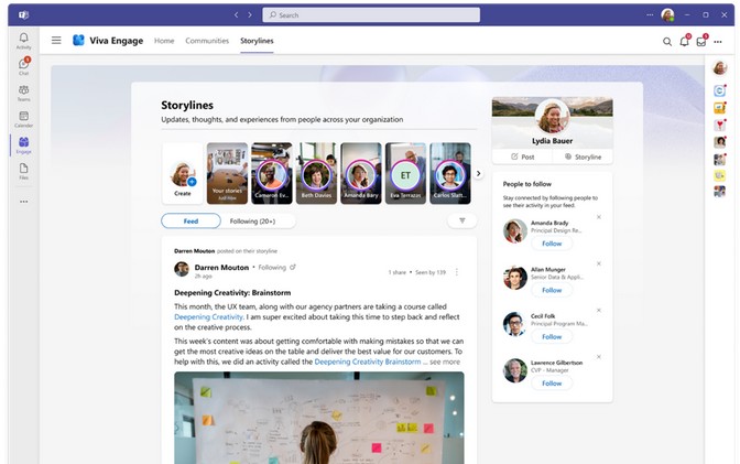 Screenshot at Microsoft lance un clone de Facebook dans Teams