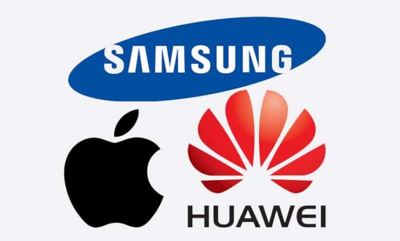 samsung huawei apple logos
