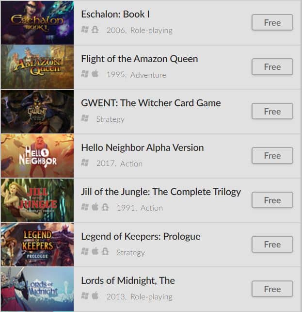 Free games available on GOG