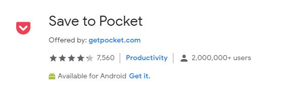 Save to Pocket Chrome