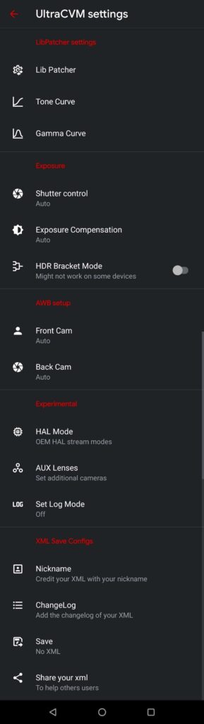 ultracvm features setting