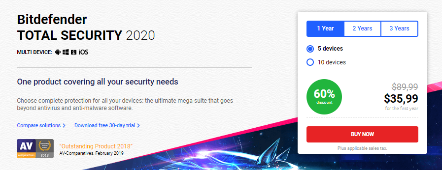 Bitdefender Total Security 2020 Anti Malware Software