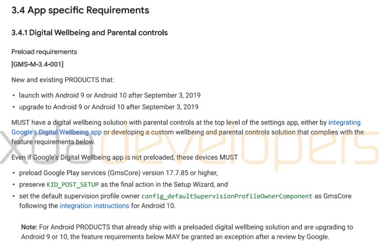 google gms requirements september 2019 android 10