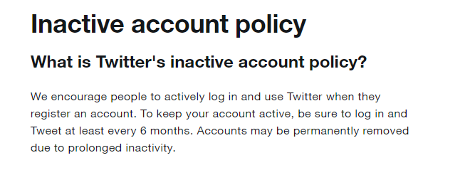Inactive account policy