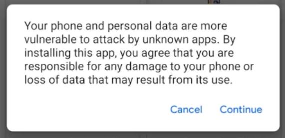 warning external apk android whatsapp beta