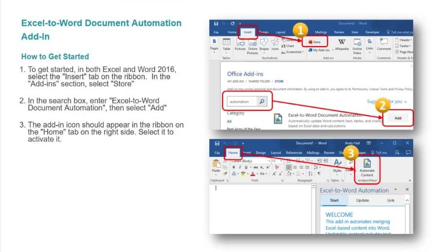  إضافة Excel-to-Word Document Automation 