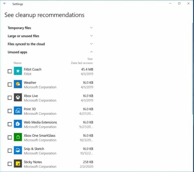 clean up recommandation windows