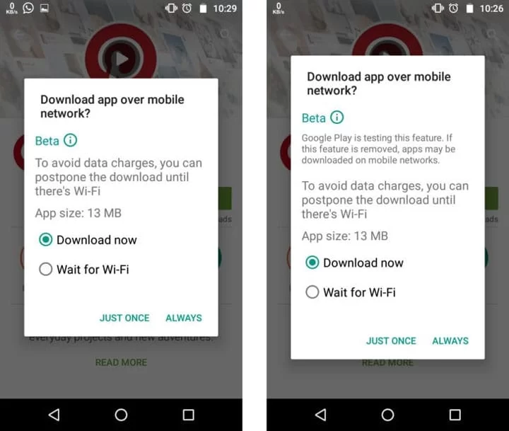 google play store download wifi data