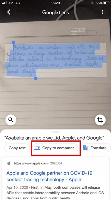 select handwritten text