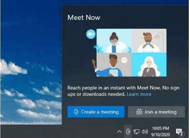 Screenshot Skype Meet Now bientot dans la barre des taches de Windows