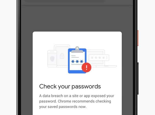 chrome password checkup alert