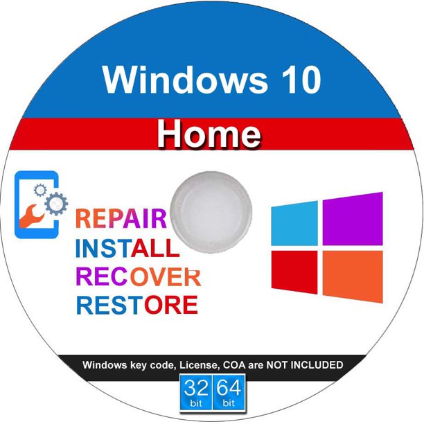 Windows 10 Home 32/64 Bit Install, Repair, Recover & Restore DVD
