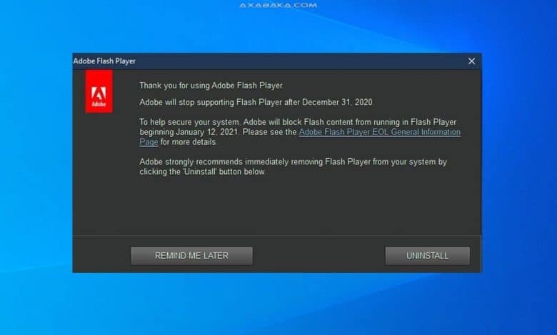 Adobe Flash Player desinstallation