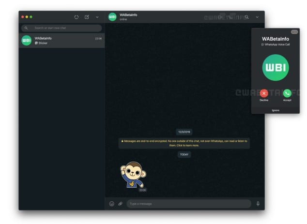 Screenshot WhatsApp sur PC et Web la voix et la video arrivent enfin