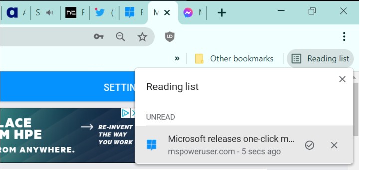Screenshot Google Chrome now allows you to save web pages to read later MSPoweruser