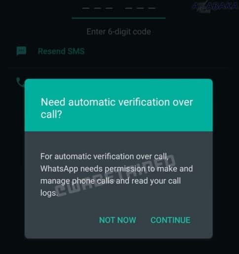 Screenshot at WhatsApp is developing flash calls on WhatsApp for Android WABetaInfo
