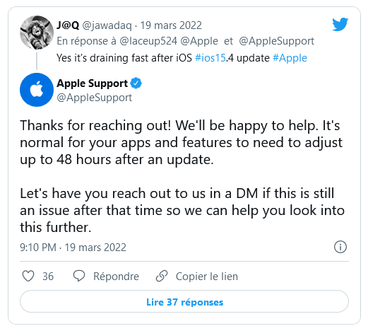 Screenshot at iOS Apple confirme que la mise a jour fait diminuer lautonomie des iPhone