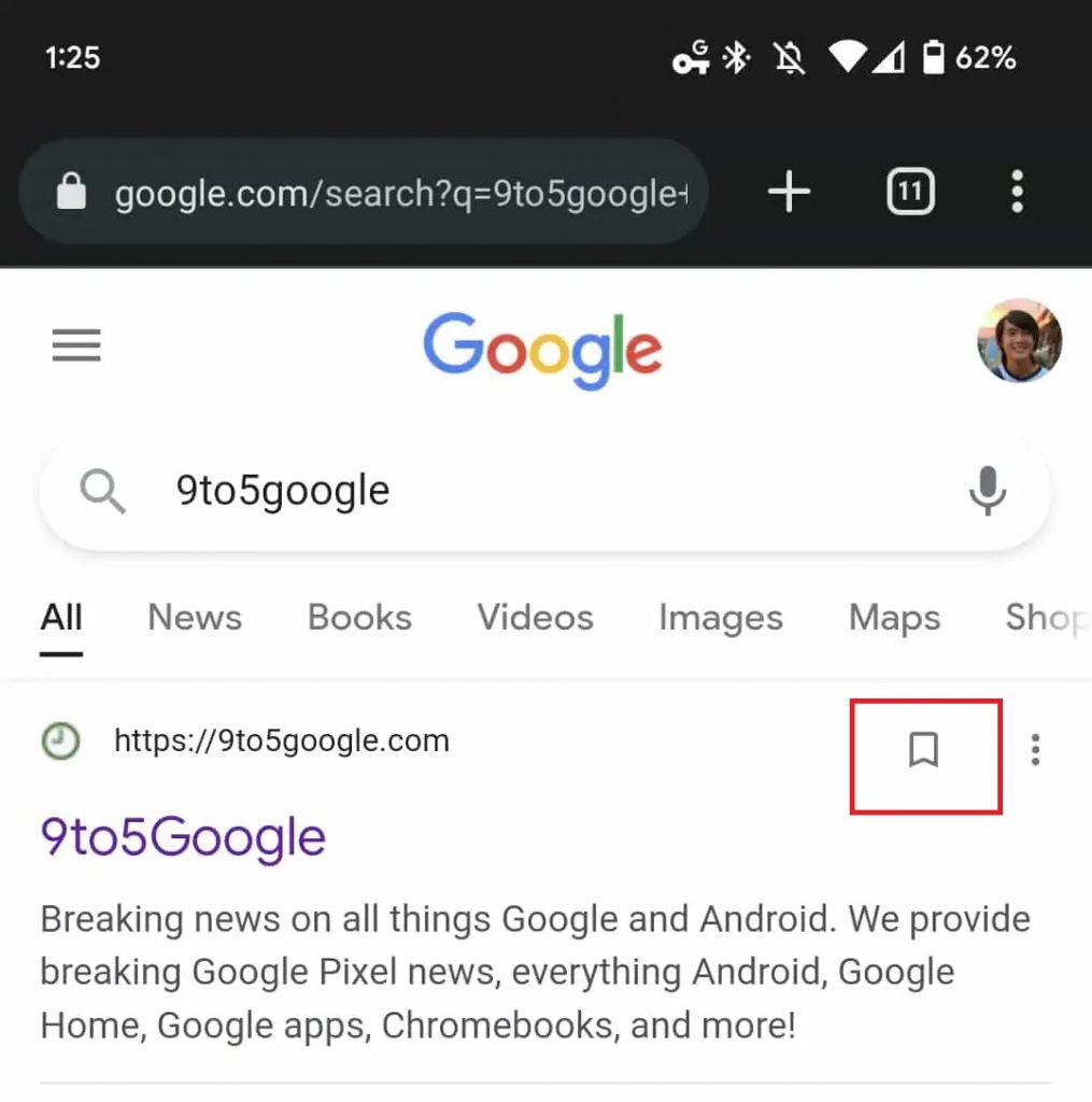 Google Search bookmark