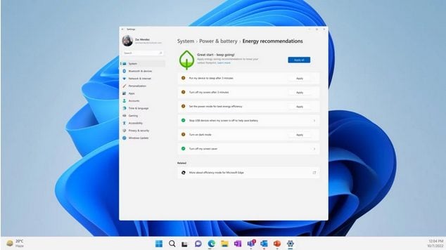 Screenshot at Comment Windows va vous aider a economiser votre energie