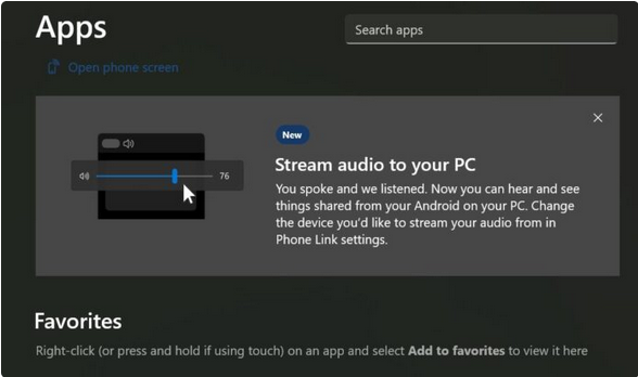 Screenshot at You can soon stream your Android phones audio to Windows