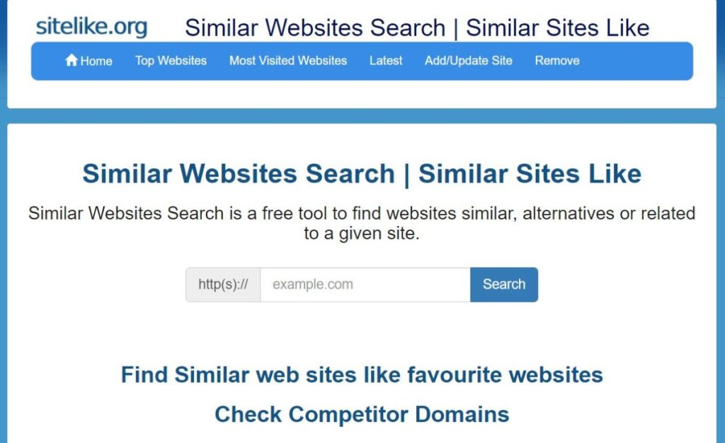Similar Websites Search Similar Sites Like