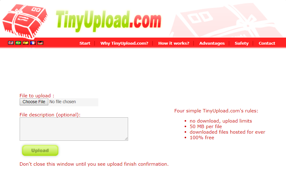Tiny file Upload without Registration