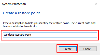 create windows restore point