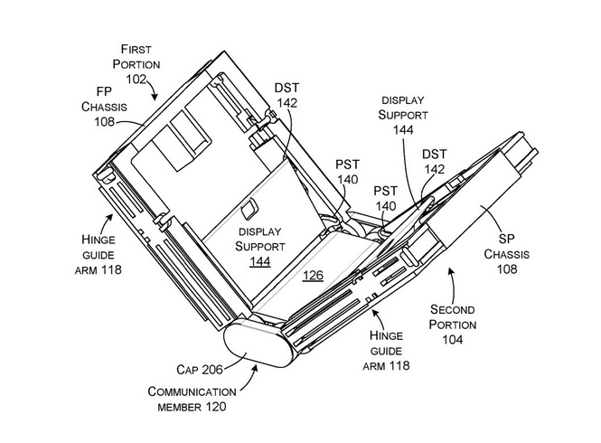 Screenshot at Microsoft patents Galaxy Flip like device with a foldable display and a degree hinge MSPoweruser