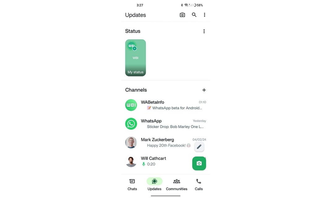 WhatsApp nouveaux statuts
